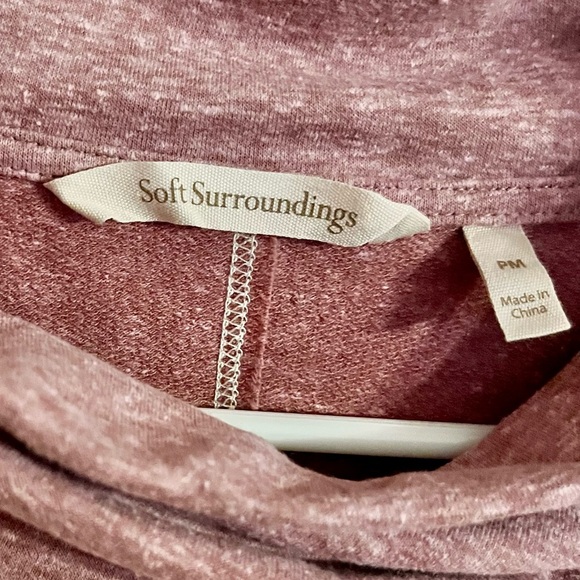 Soft Surroundings Pink Cowl Neck Sweater Buttons Popover Size PM Loose Comfort - Picture 6 of 12